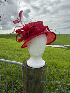 New Sinamay In Hand hat - Red