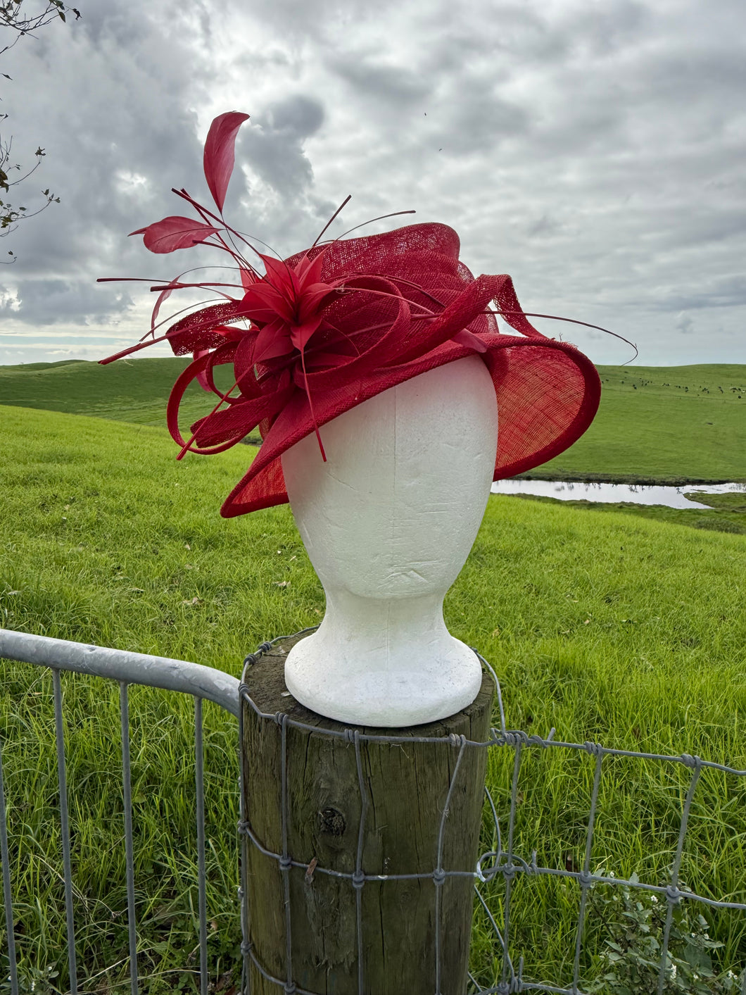 New Sinamay In Hand hat - Red