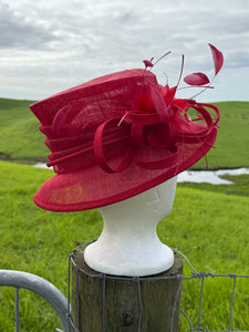 New Sinamay In Hand hat - Red